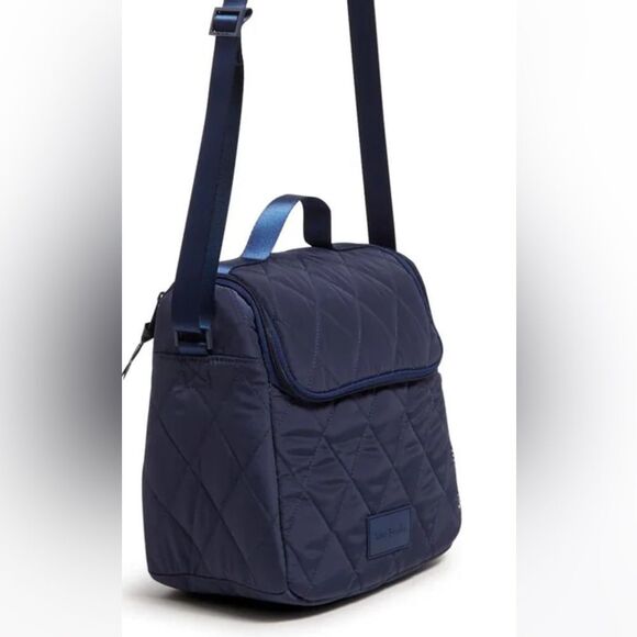 Vera BradleyโUltralight Scroll Navy Quilted Crossbody Lunch Bag - Picture 6 of 16